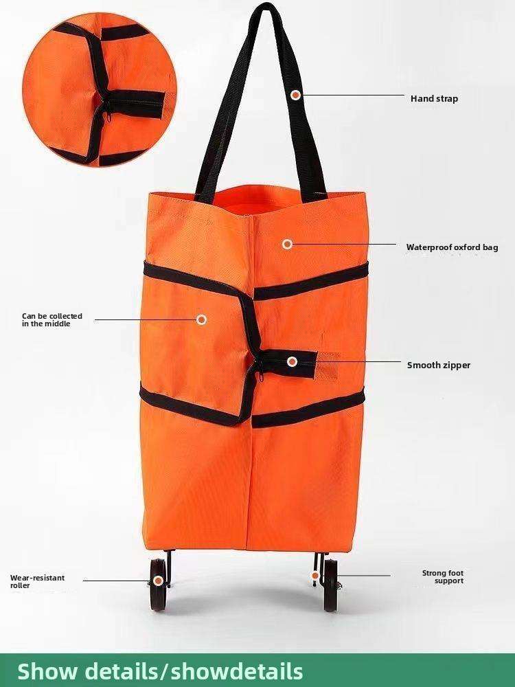 Portable Shopping Cart Foldable Grocery Trolley Lightweight with Wheels for Home Delivery Handcart Small Trailer Ideal for Shopping Tasks