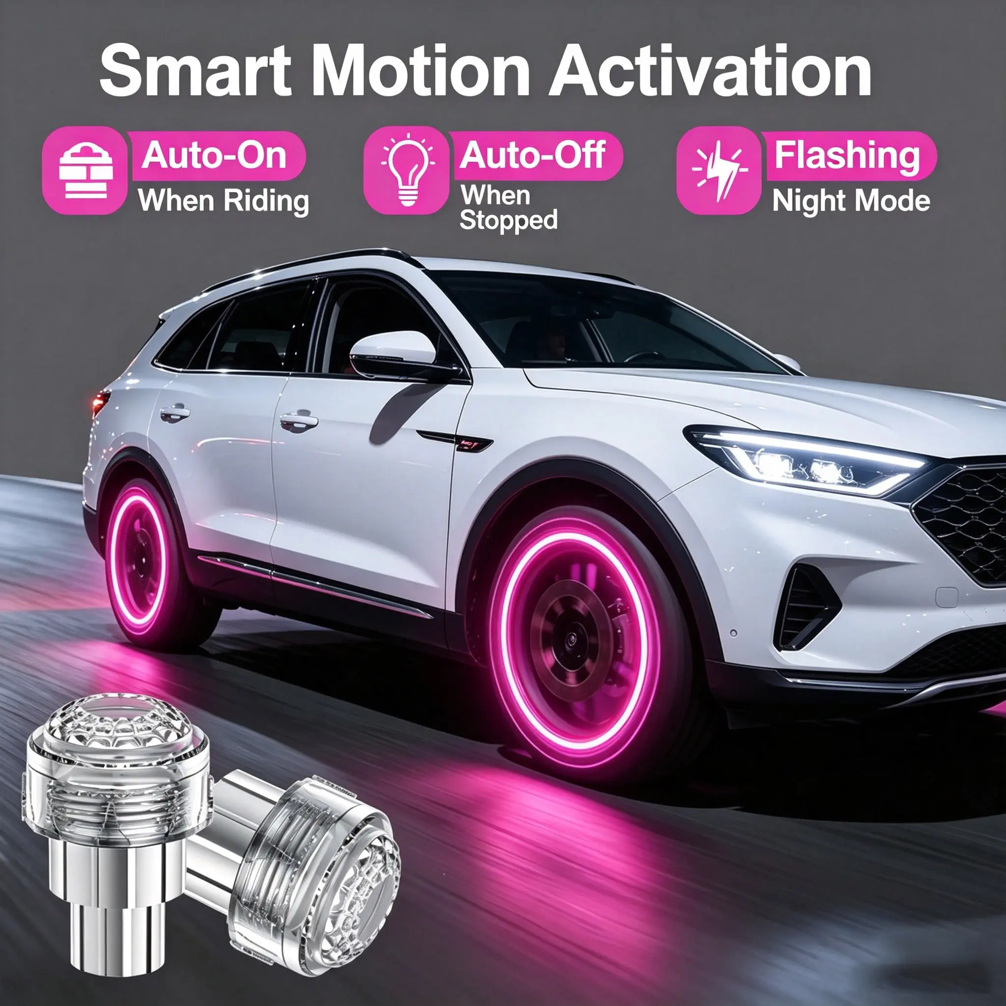 2/4 pcs Tire Valve Flasher Lights, Multicolor Hub Lights for Electric Bikes, Motorcycles, Cars, and Bicycles, Wireless Warning, Auto Light Up