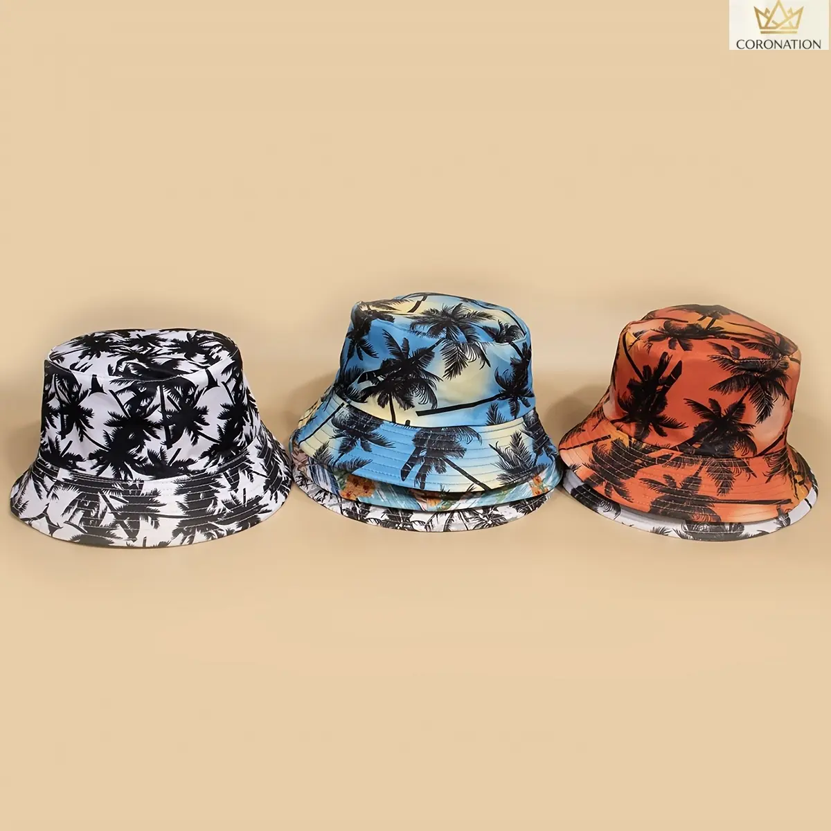 Vintage Aesthetic Palm Tree Bucket Hat - Coconut Print, Lightweight Breathable Packable Fisherman Cap for Women, All Seasons Beach Vacation Sports & Outdoor Essential