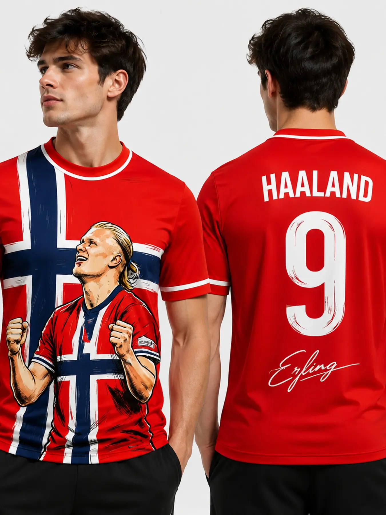 Norway Haaland Football Jersey, Quick-Dry Short Sleeve, Loose Fit, All Seasons, Casual Sports T-Shirt, Fan Gift, Travel Souvenir