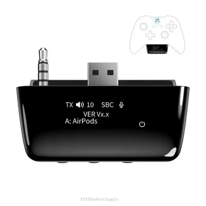 Bluetooth 5.2 Wireless Audio Adapter for Xbox One, Xbox Series X |   S and Elite 2 Controller, Xbox Mic Adapter with Screen Supports Low LatencyCC43PanNestSupply