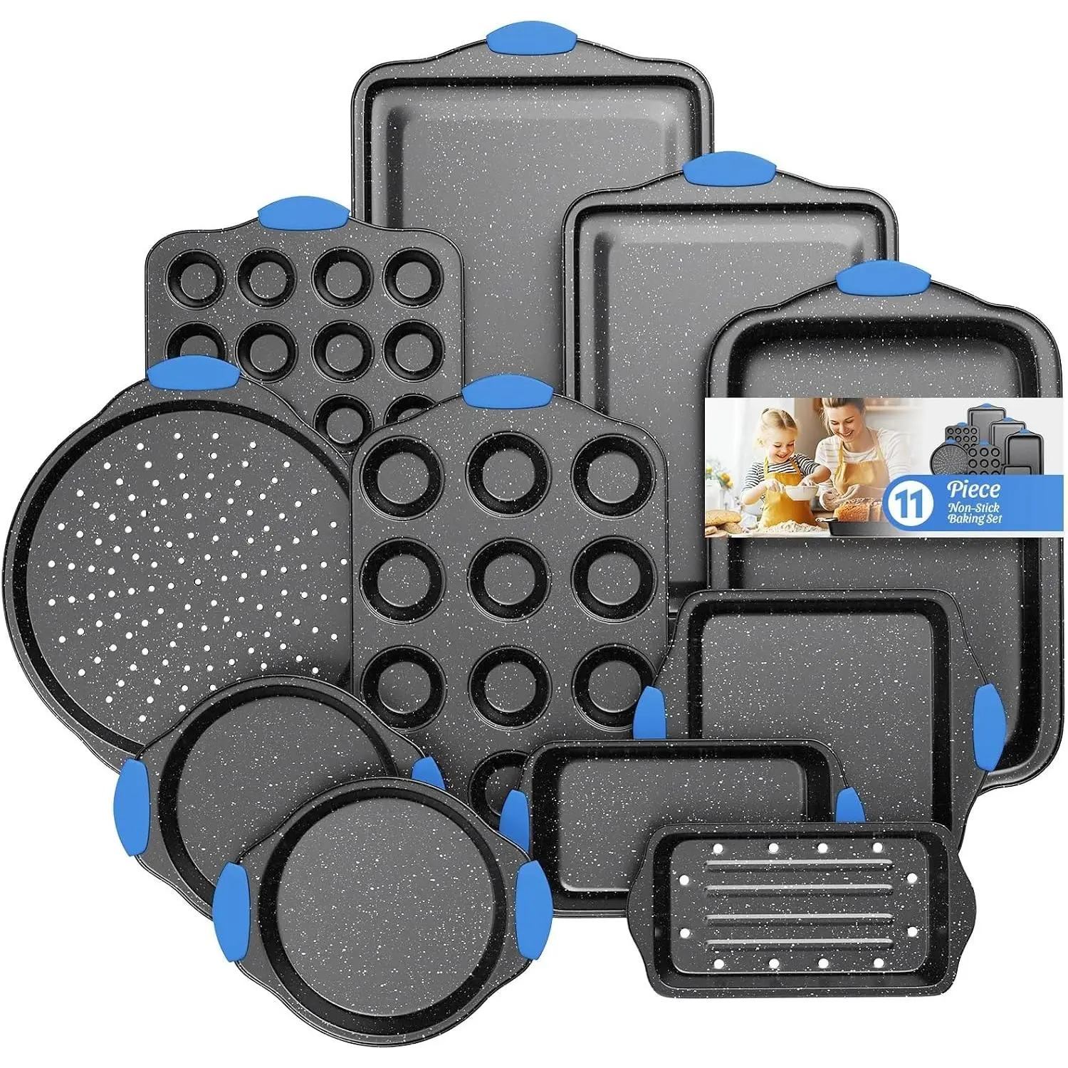 11-Piece Professional Stackable Baking Set - Oven-Safe Nonstick Durable Cookware for Home Kitchen Baking