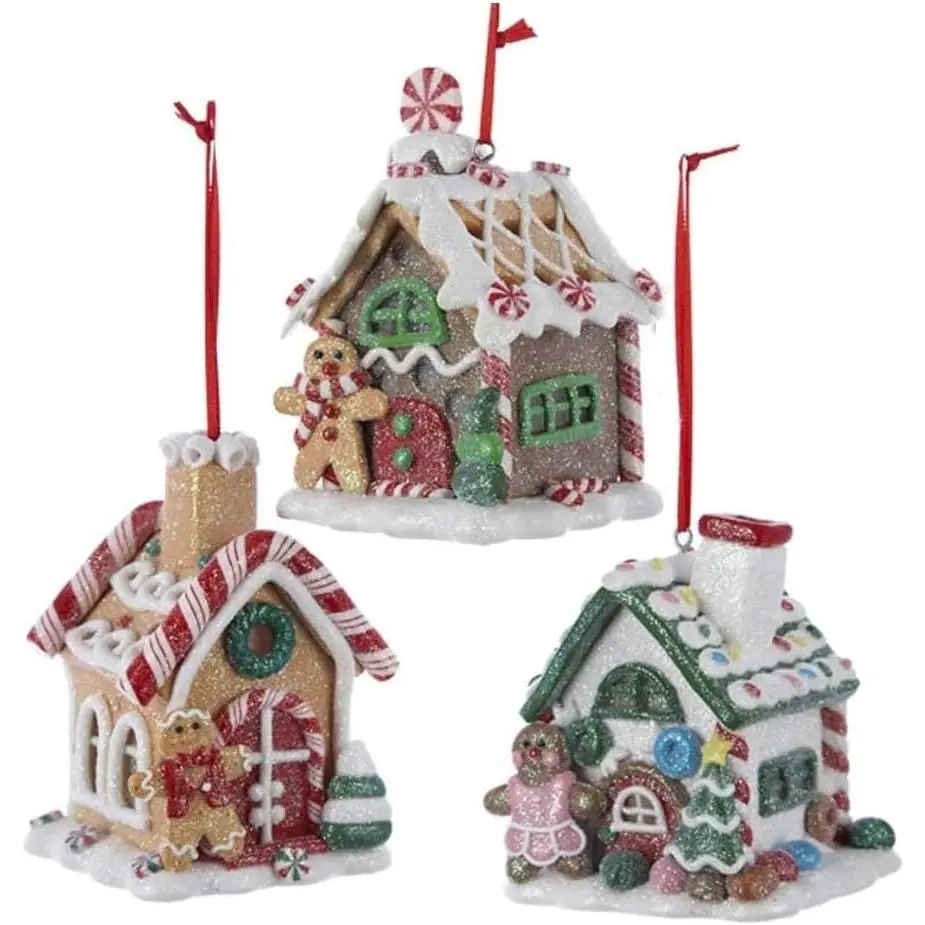 D1477 3.5" Claydough Gingerbread Led House Ornament 3