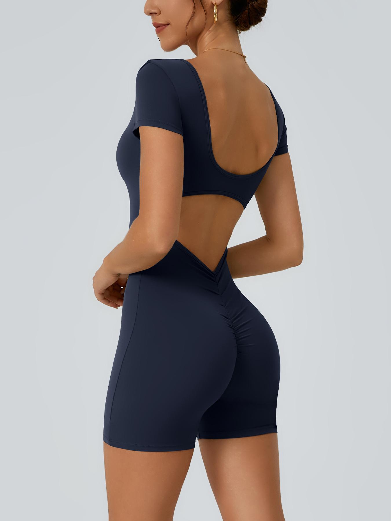 2024 Summer New Women's Slim Hip Lifting Sporty Jumpsuit Sexy Backless Short Sleeveless  Bodysuit Sportswear Jumpsuits