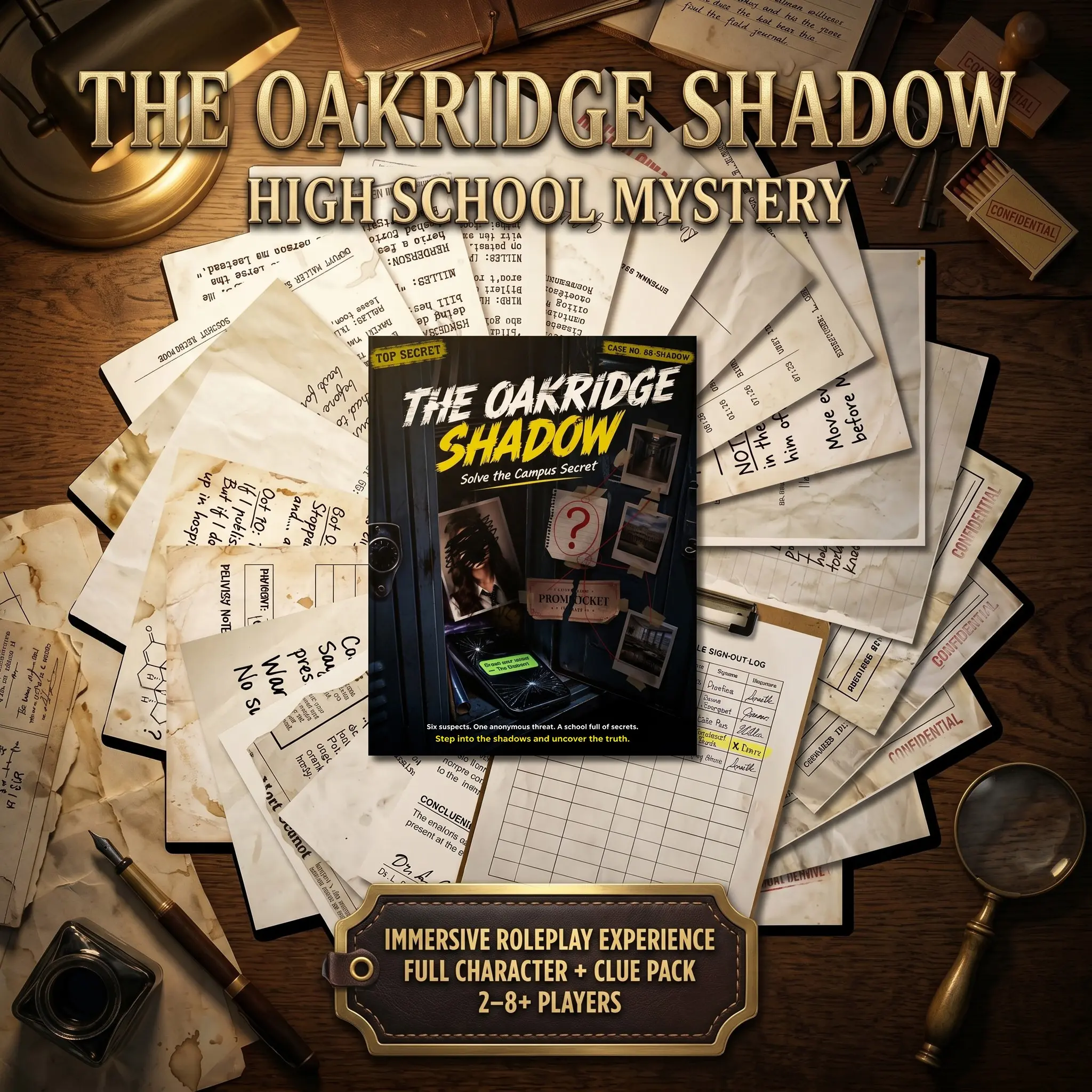 Deluxe Unsolved Cold Case Game – The Oakridge Shadow, Teen Mystery Themed Immersive Detective Investigation Kit, 35+ Pcs Realistic Evidence, Full Case File with Realistic Evidence, Clues & Suspects, Suitable for Adults Couples Game Night Parties