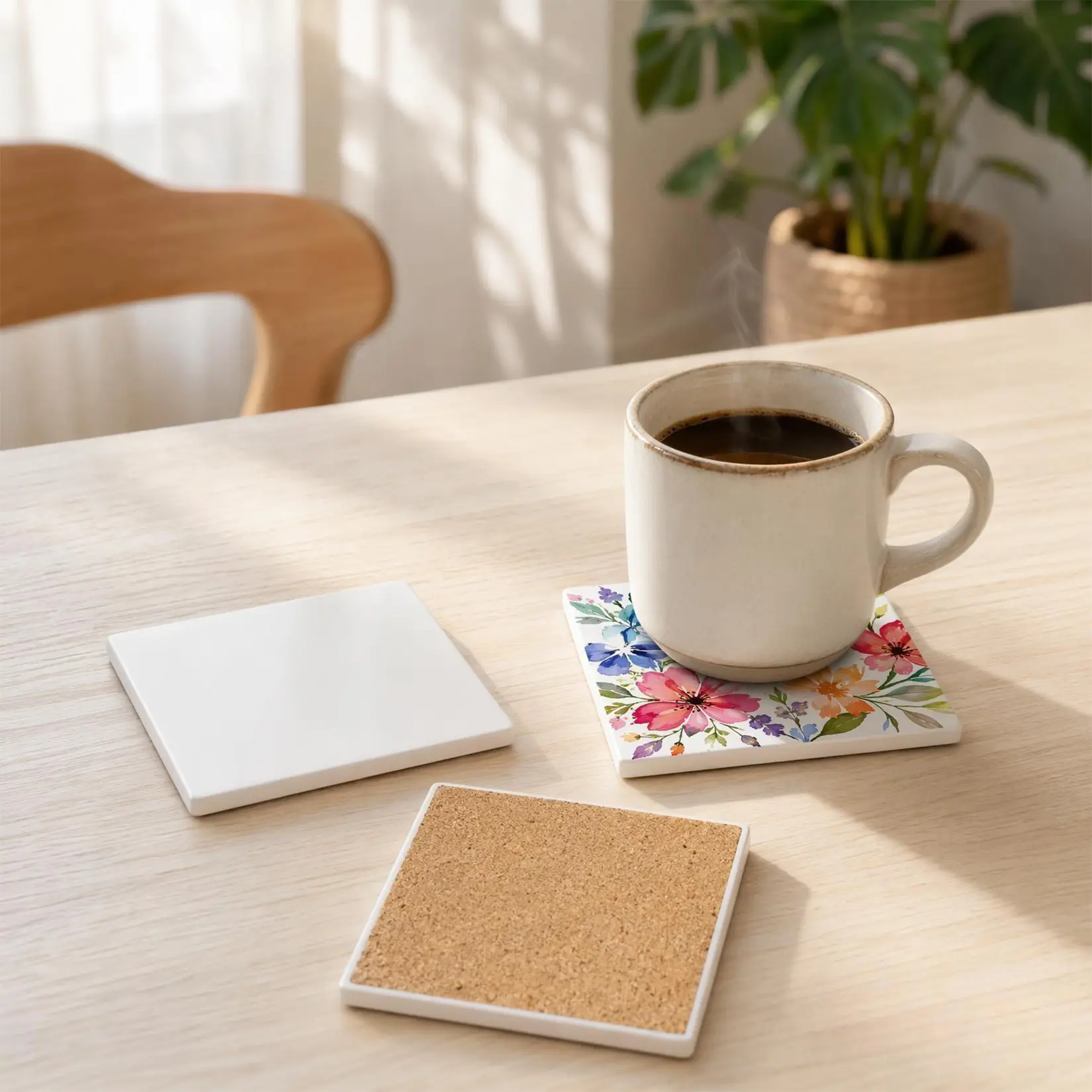 36 Pieces Sublimation Coasters, GOH DODD Glossy Ceramic Tiles Glazed Blanks with Cork for DIY Alcohol Ink Heat Transfer Painting Housewarming Gifts Wedding Arts Crafts School Education, Square, 4 Inch
