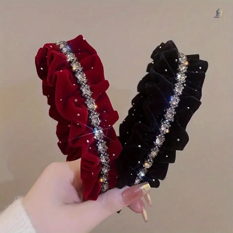Unisex 2-Pcs Crinkled Look Star Pattern Headbands - Stainless Steel High Crown Wide Brim Hair Accessories for Daily Wear & Daily Hairstyling