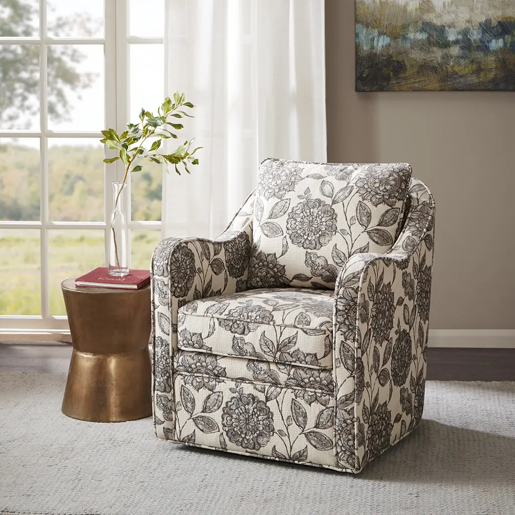 ARCH Swivel Chair Upholstered Dining Room Accent Armchair with 360-Degree Rotation, Comfortable Padded Seat and Backrest, Modern Fabric Design for Kitchen Living Room Bedroom Home Office, Single Pack, Dining Room Chairs for Kitchen, Dining Room