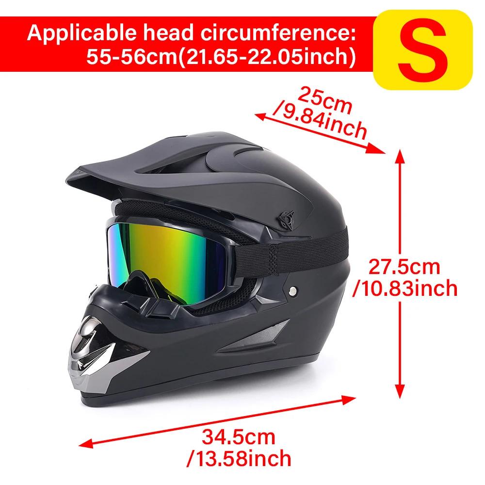 Black Off-Road Motorcycle Helmet ATV Dirt Bike UTV Helmet with Goggles Gloves and Mask DOT Certified Matte Black Trendy Look Complete Set
