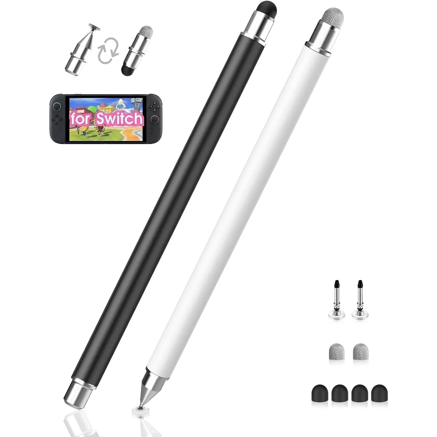 Stylus Pen for Touchscreen, 3-in-1  Detachable High Sensitivity Capacitive Stylus Pen, Compatible with /  2/ iPad//Android Tablets/  Devices (Black/White)