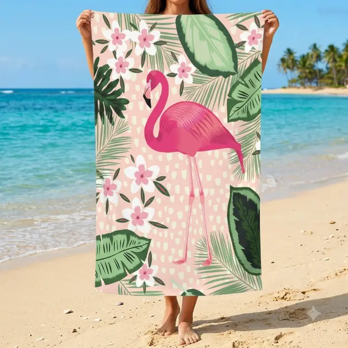 Flamingo Microfiber Beach Towel for Women/Adults, Cute Personalized Beach Towels Bulk, Big Extra Large Beach Towels Oversized Clearance, Quick Dry Sand Free Pool Towel 31.5"x 63"