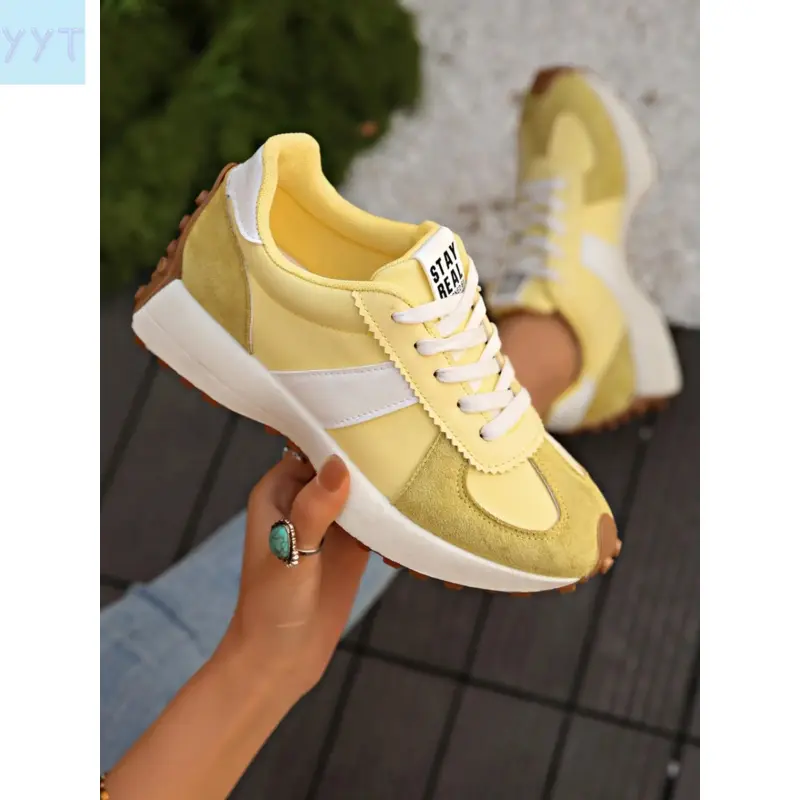 YYT1 Women's Lace-Up Casual Sneakers, Durable Shoes, Fashionable & Comfortable Footwear All Seasons, Perfect Daily Wear