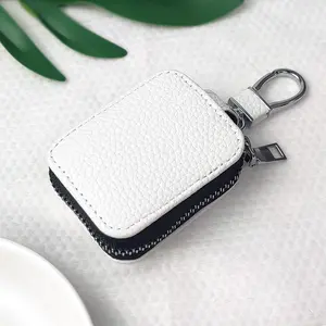 Leather Earphone Zipper Bag, Universal Storage Case, Dimensions 2.6x2x0.9 Inches, Protective Cover for Earphones, Durable Design