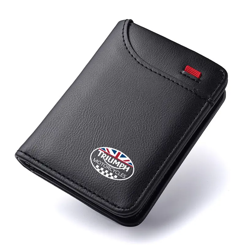 PU Leather Motorcycle Document Bag, ID Passport Card Wallet, Large Capacity Purse for Triumph Models, Durable and Stylish Design