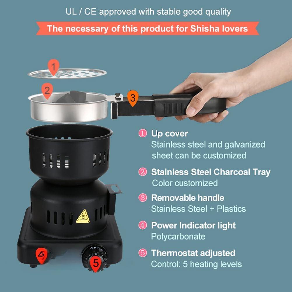 Hookah Coal Burner -  Electric Charcoal Starter, Electric Stove ETL Approved Durable Multipurpose Electric Stove 120v~600w,Overheat Protection Hookah Coconut Coals Burner