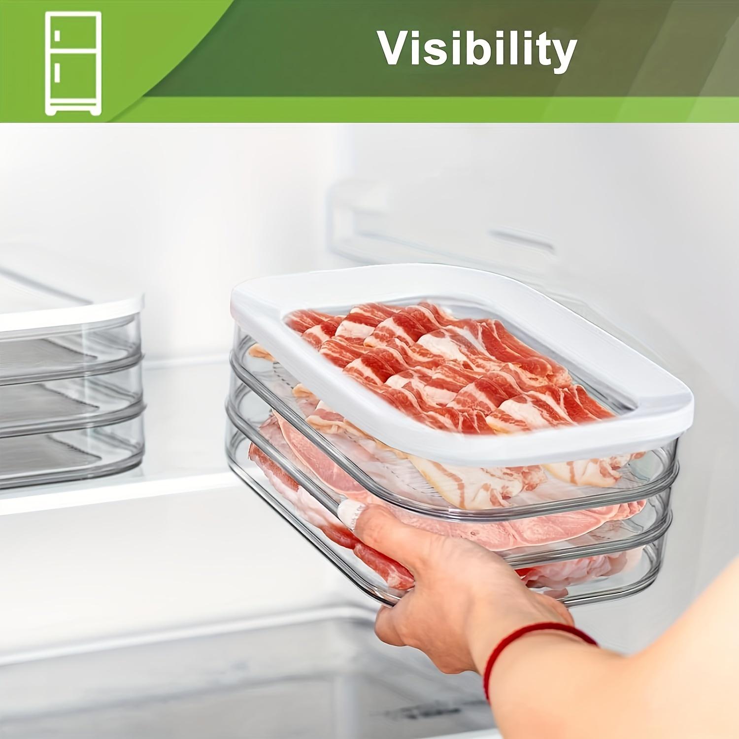 Three-Layer Stackable Deli Meat & Cheese Storage Organizer with Lid, Hand Wash Only, Non-BPA Plastic, Suitable for Fridge