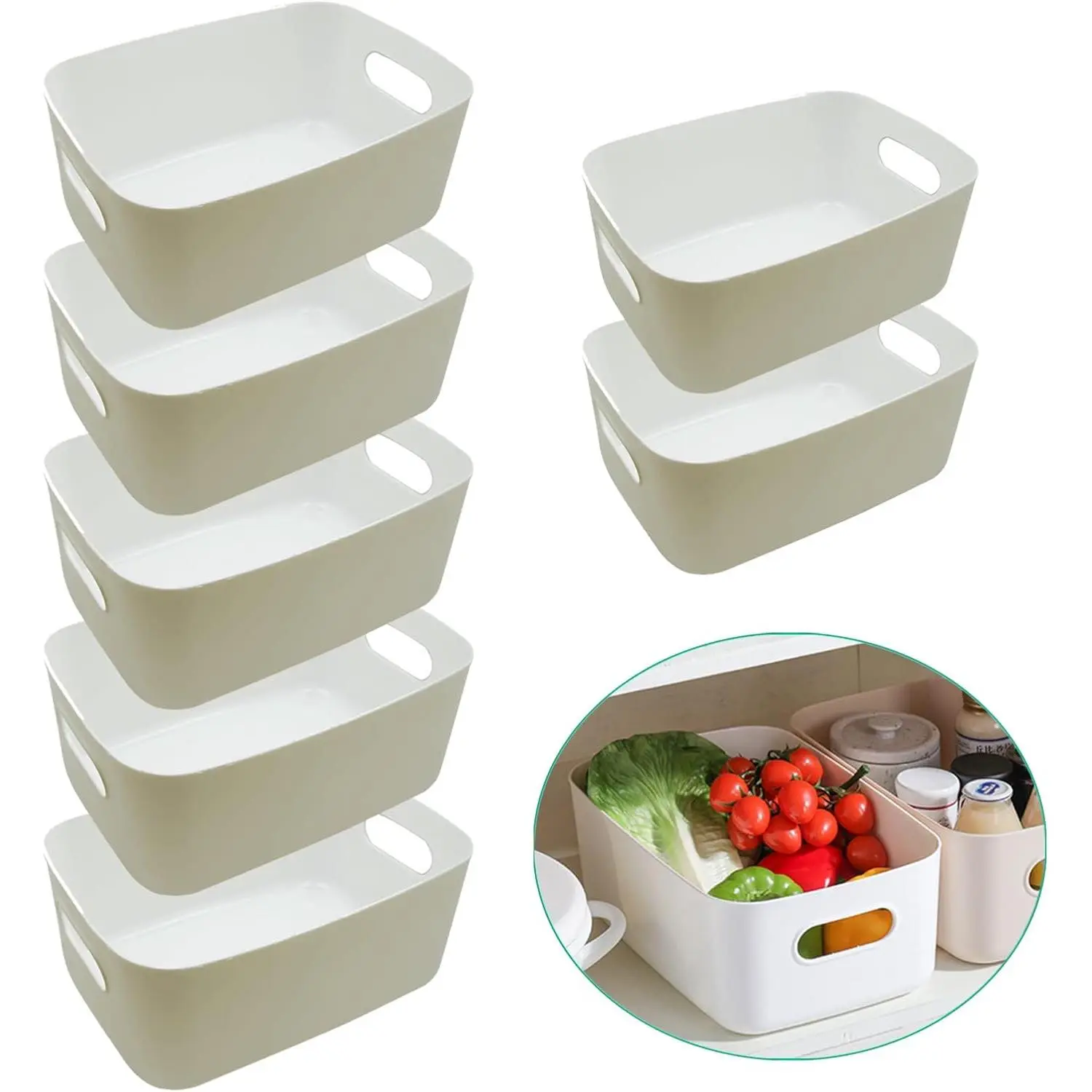 Set Of 7 Plastic Storage Bins for  Kitchen Under Bathroom Sink Versatile  Containers for Organizers and Storage Plastic Pantry Bins Storage Organizer for Tableware Condiments tools