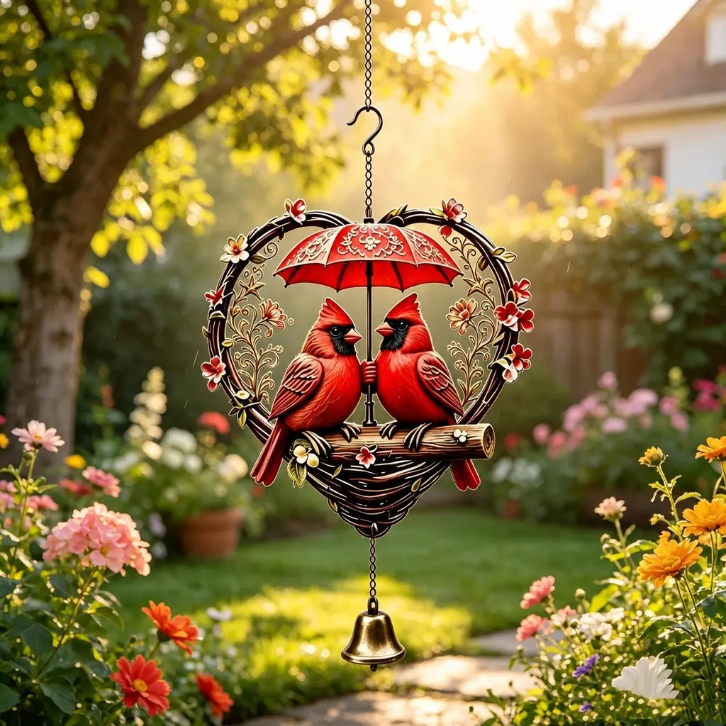 A Cardinal Wind Chime, Windchimes, with Bell Decoration Pendant, Hand-Assembled, Individually Boxed, Metal Wind Chime Metal Garden And Patio Decor, Soothing Wind Sounds, Durable Iron Hanging Decor, Suitable for Outdoor Use, Indoor Dressing