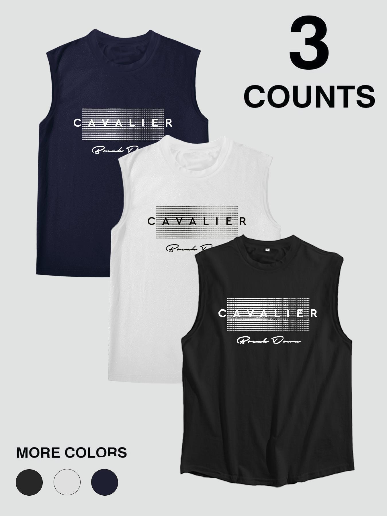 Men's Letter Print Tank Top, Casual Sleeveless Top for Summer, Fashion Men's Top for Daily Wear, Vests, Workout Tank Tops