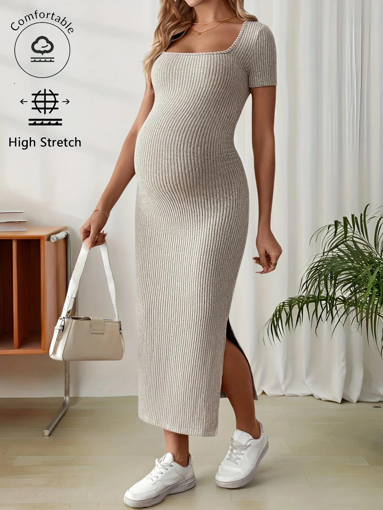 Summer casual dress for pregnant women, versatile and comfortable short-sleeve hip-hugging dress