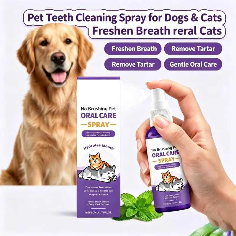 Dog Cat Oral Care Spray Gentle Mouth Cleaner Eliminate Bad Breath Reduce Tartar Stains Teeth Protection