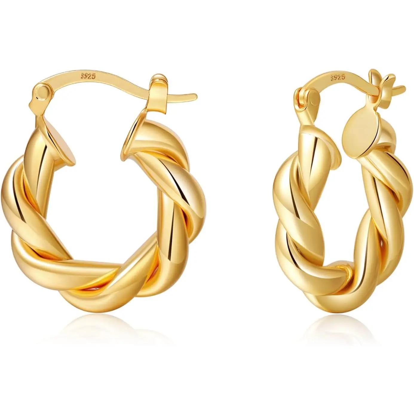 Twisted  Hoop Earrings for Women, Thick Chunky Hoops   Twist Earings Big