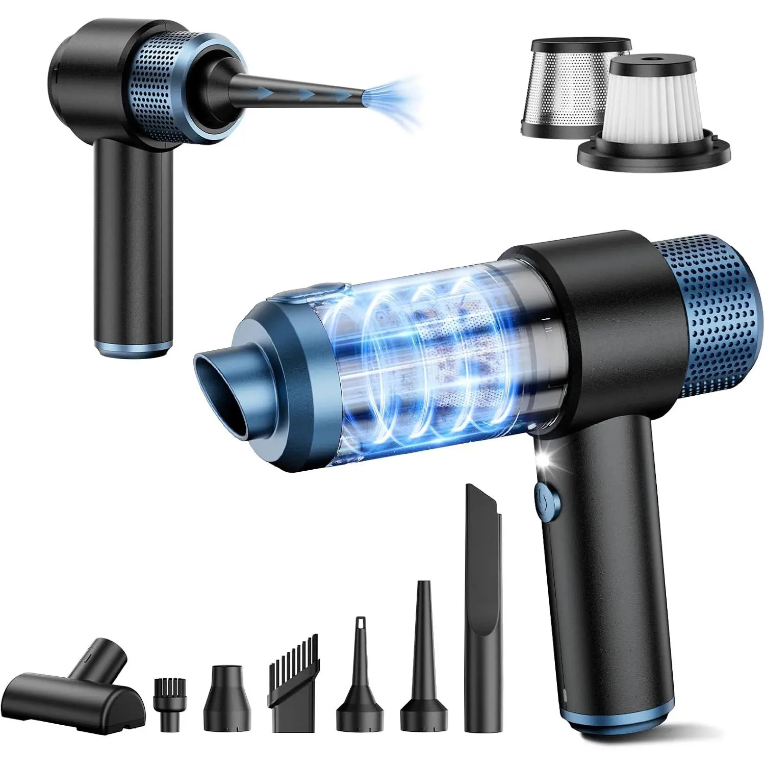 Handheld  Vacuum Cordless Rechargeable, 15000PA Mini Vacuum Cleaner | 4-in-1 Air Duster & Blower, Portable Hand Held Vacuum Cordless Rechargeable with LED Light & Multi Nozzles for ,