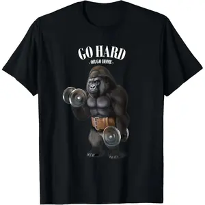 NEW[100% Cotton] 100% Cotton Gorilla Muscle Training With Dumbbell In Fitness Gym T-Shirt Golf Gift T-Shirt For Men And Women