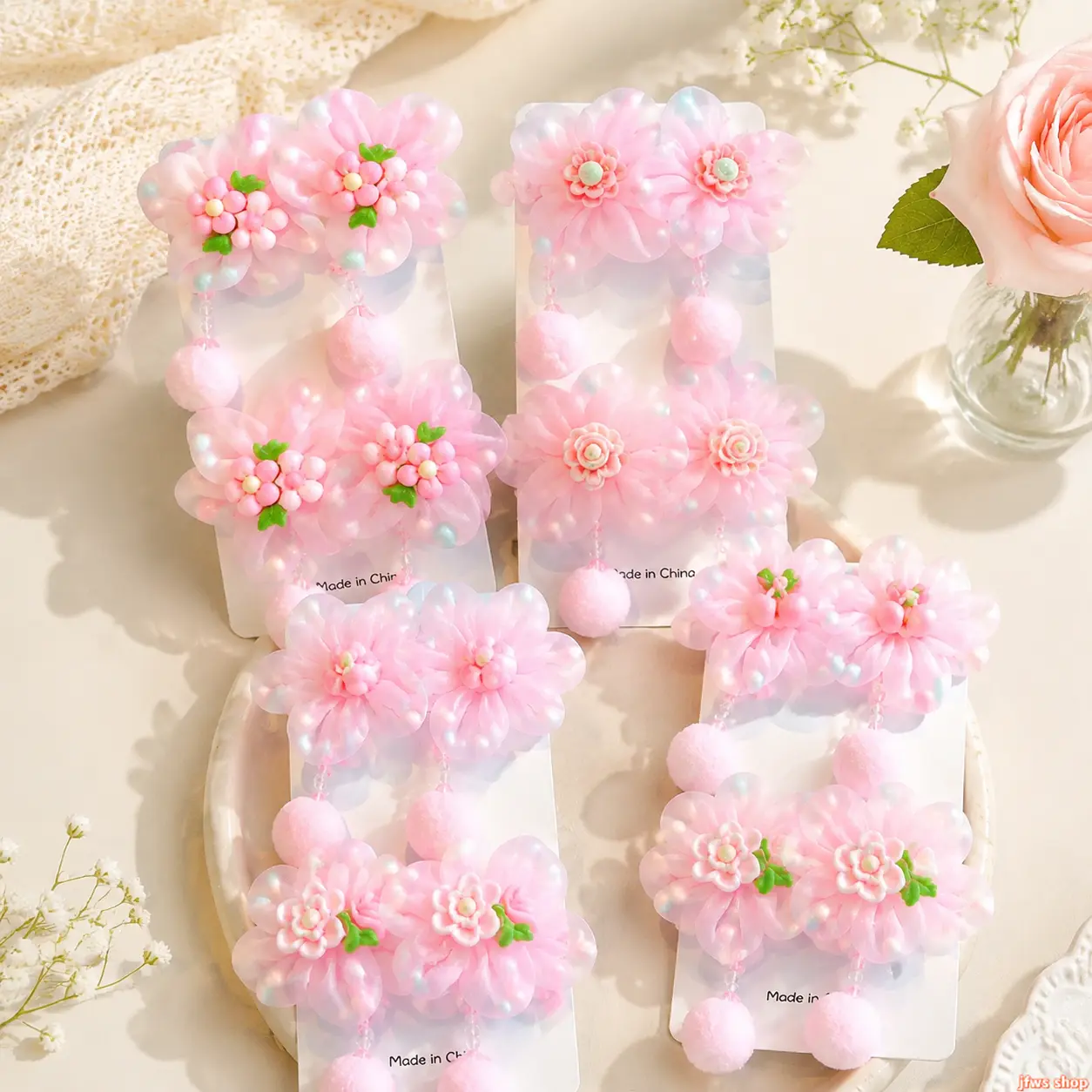 12pcs Elegant 3-14y Kids' Non-Damaging High-Elasticity Fashion Headbands - Prop 65 Safe Flower Imitation Pearl Tassel Hair Accessories with Rose Bow, Holiday Gift, Hair Accessories Kit, Elastic Hair Accessory, Headpiece homedecor