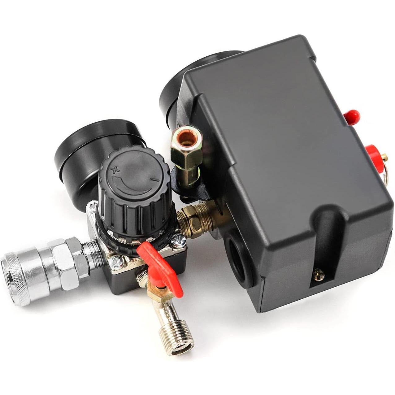 Air Compressor   Control Valve, 90-120PSI  Regulator with  Gauges Fittings Set