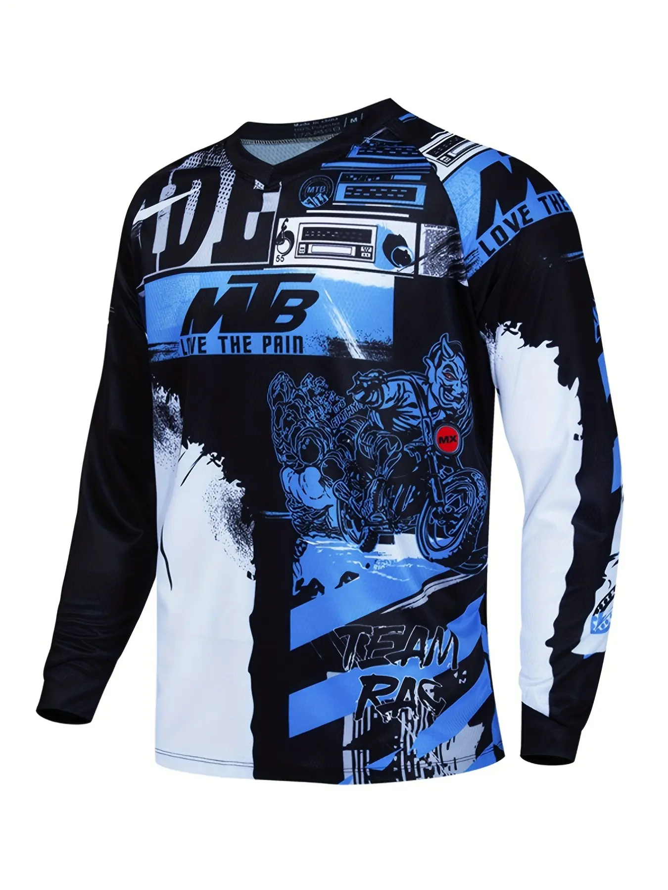 Racing Downhill Motorcycle Off-Road Sports Shirt, Full Season Outdoor Bicycle Shirt, Casual Sportswear, Graphic Print T-Shirt