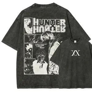 Men's HunterxHunter Short-Sleeve Casual Everyday Fitted Streetwear Unisex Washed T-Shirt 2,fathersdaygift