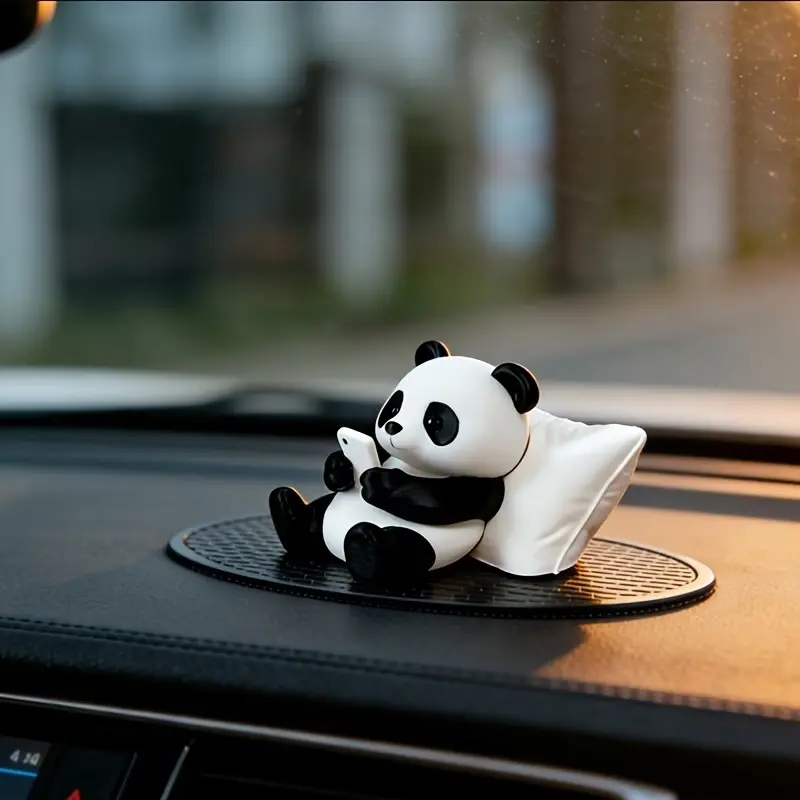 Panda Sculpture Ornament, Desktop Office Decoration, Car Decor, Creative Animal Model, Collectible Figurines, Car Ornament