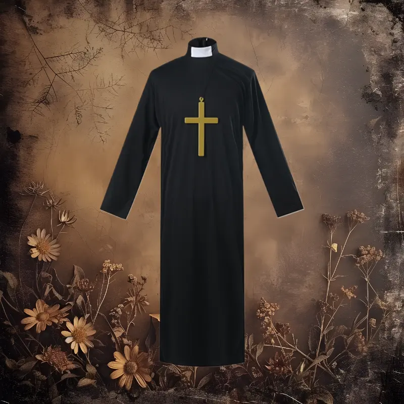 Adult Men’s Missionary Priest Robe Virgin Mary Clergyman Nun Costume Set for Halloween Events