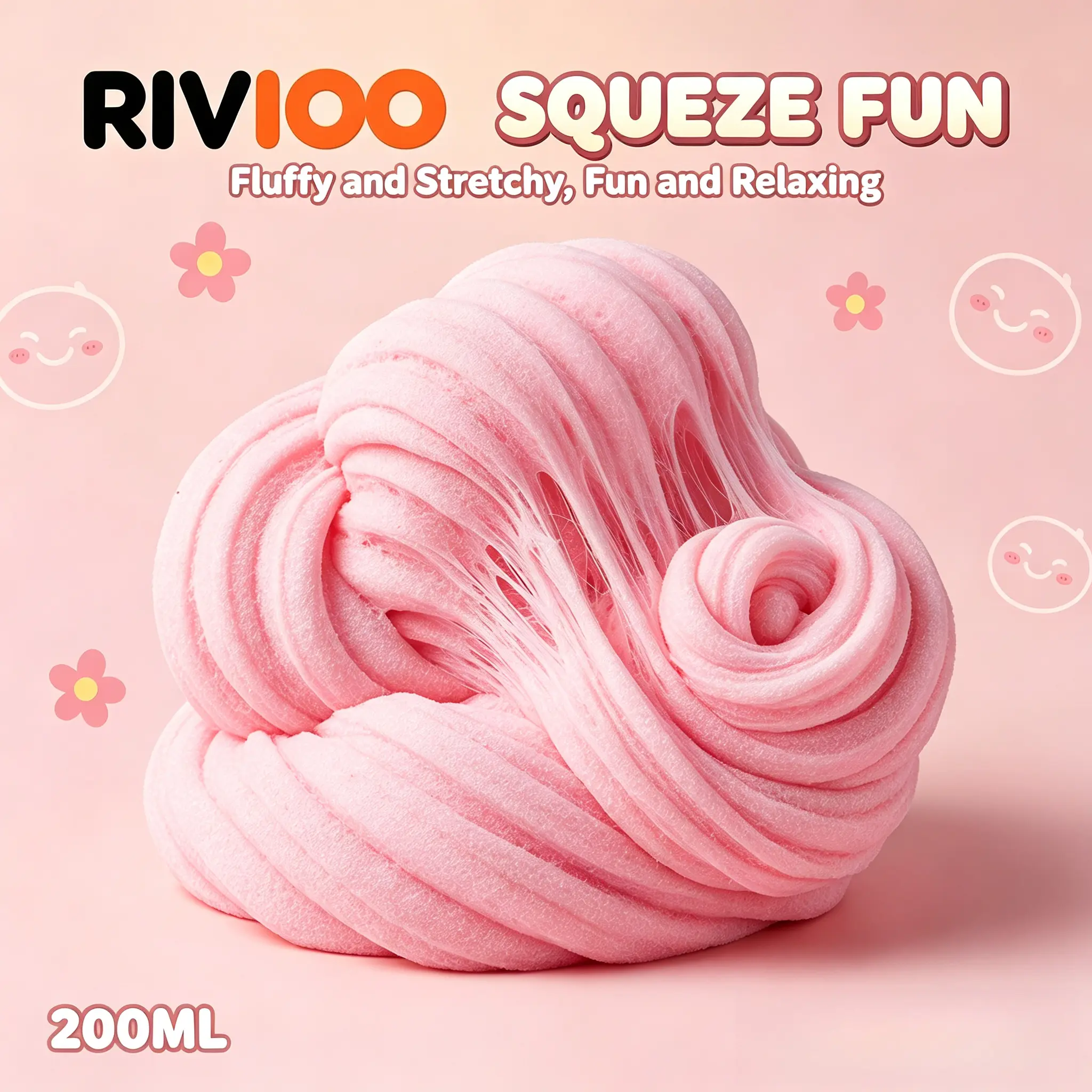 RIVIOO New white peach slush thousand silk mud slime children's safety and non-toxic high-value styrofoam decompression toy drawing