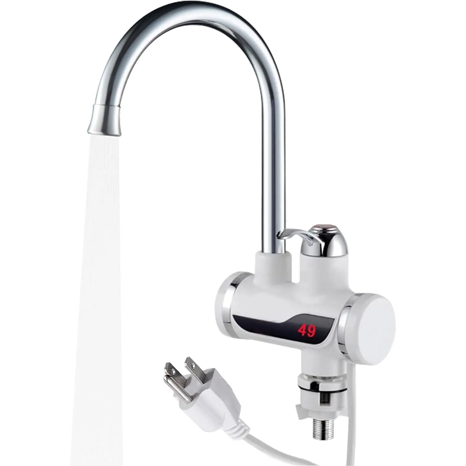110V Instant Tankless Electric Water Heater Faucet 360° Rotating Hot Water Faucet with LED Digital Display Fast Heating Tap for Kitchen Bathroom Big Under Bend
