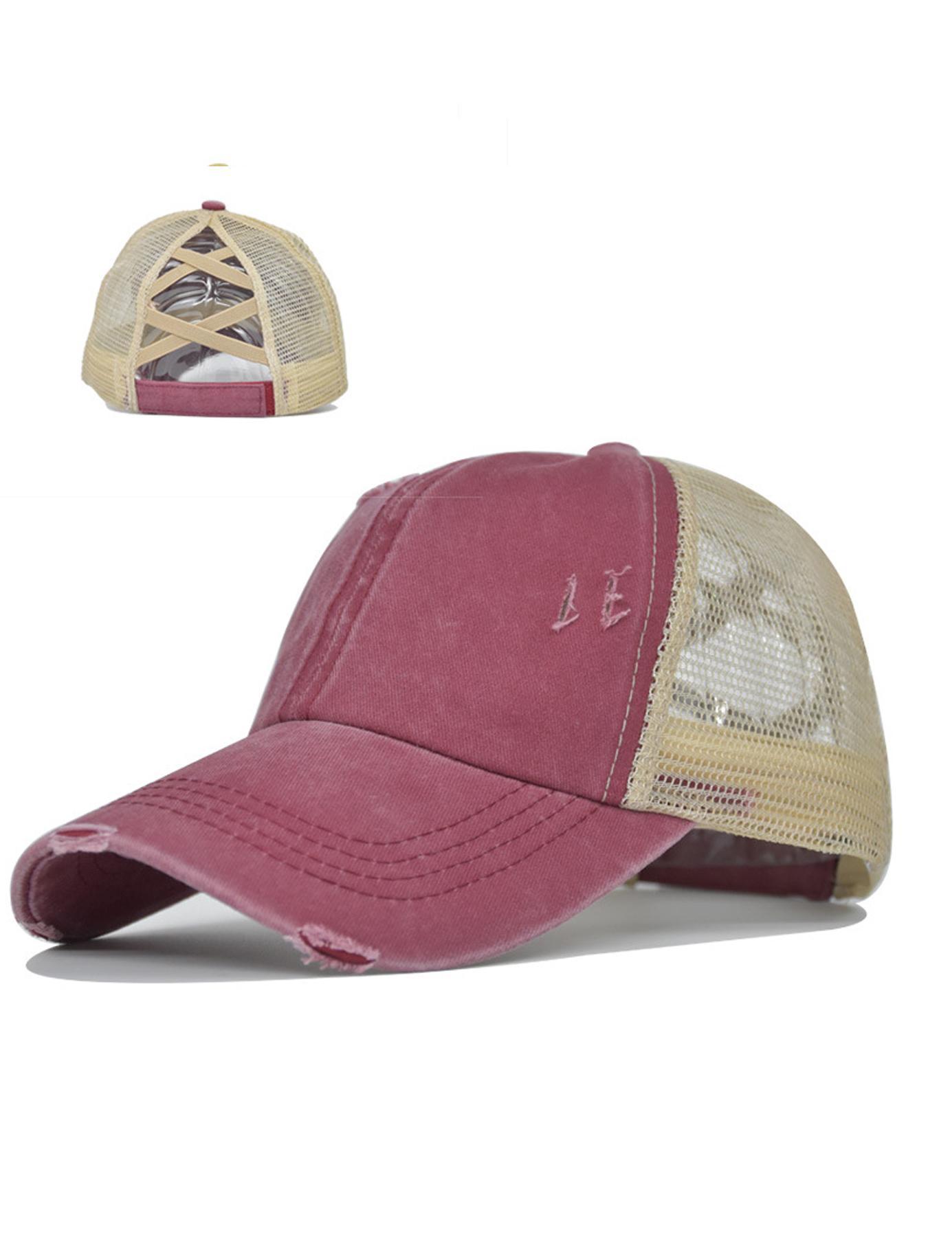 Women's Pony Hat, High Ponytail, Girls' Messy Bun Caps, Camouflage Bad Hair Day Adjustable Dad Hat, Stylish Trucker Hat.