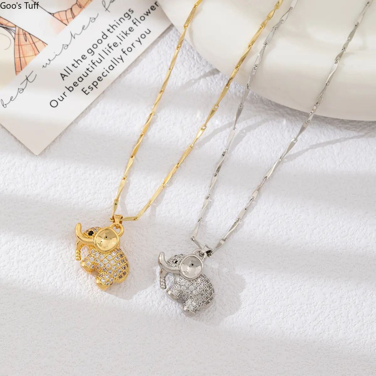 Dainty Elephant Charm Necklace for Women, Minimalist Copper Base Pendant with Zircon, Stackable Clavicle Chain for Daily Casual Wear, Minimalist Jewelry, Charm Pendant, Micro-Paved Zircon, Stackable Chains