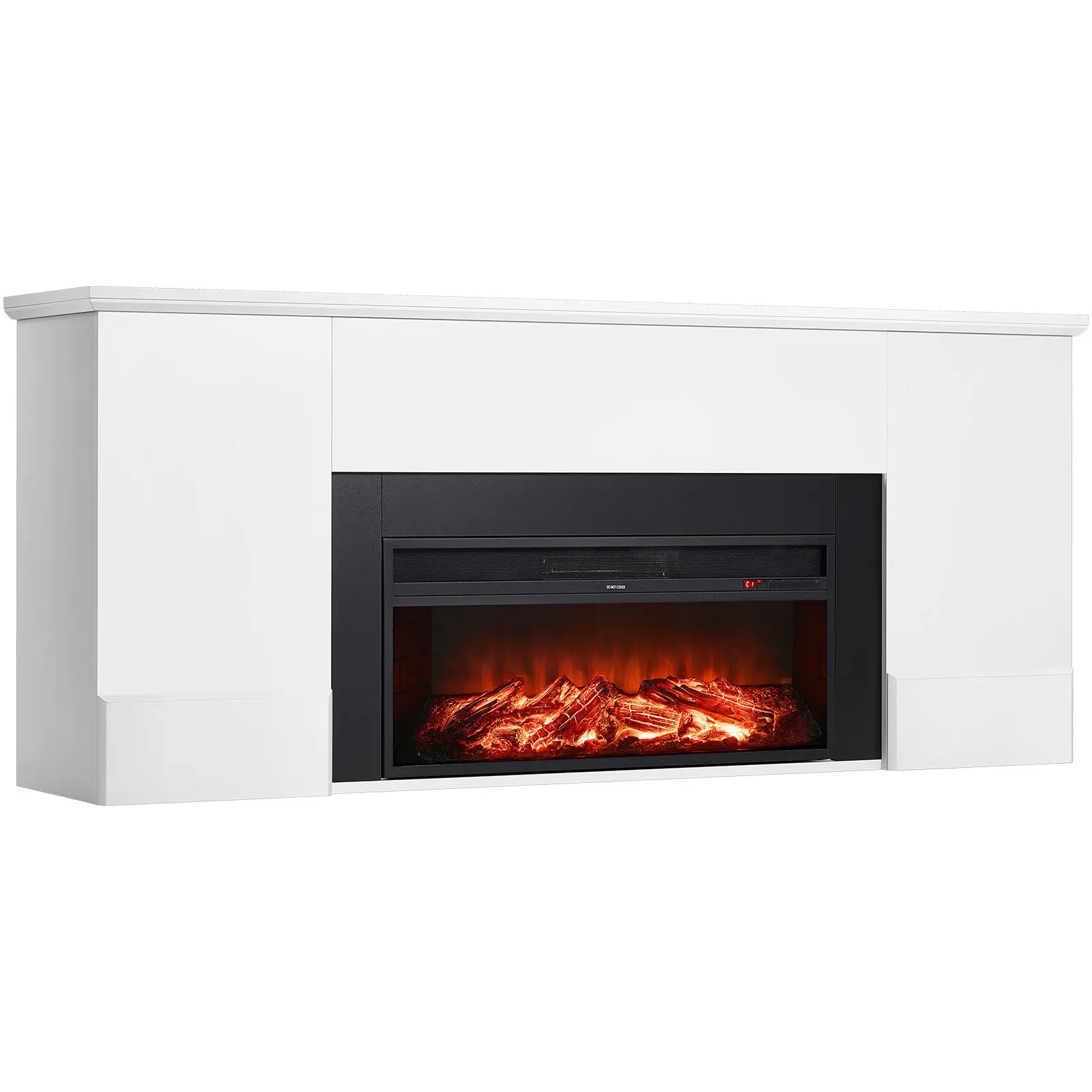 VEVOR 75 inch Freestanding Fireplaces, 1500W 5120BTU Fake Electric Fireplace Stove Heater with Mantel, Overheating Protection, Adjustable Flames, Timer, Remote, for Living Room, Bedroom, White, Remote Control, Particle Board Mdf Board