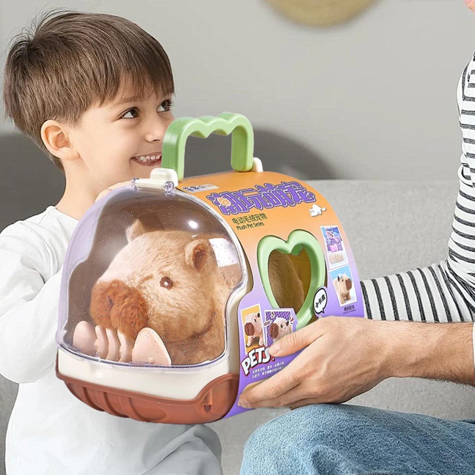 Electric Capybara Walking Doll Toy With Sound Children's Electric Plush Dolls Toy Animal Capybara Plush Figure Set Random Color