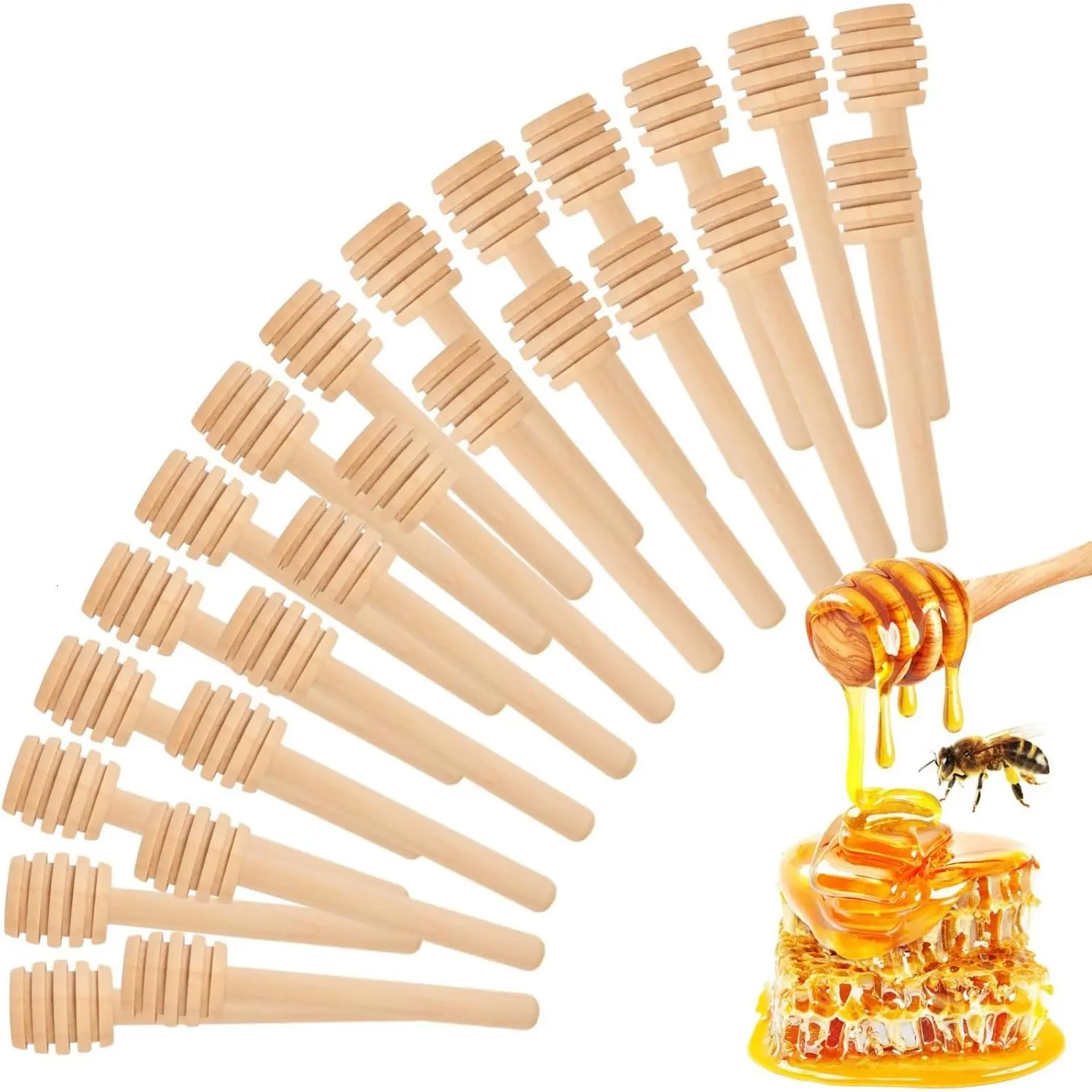 25 PCS Wooden Honey Dipper Sticks, 3 Inch Honey Sticks Mini Honeycomb Sticks, Small Mini Honey Dipper Bulk for Baby Shower Wedding Bee Themed Party Favors Gift