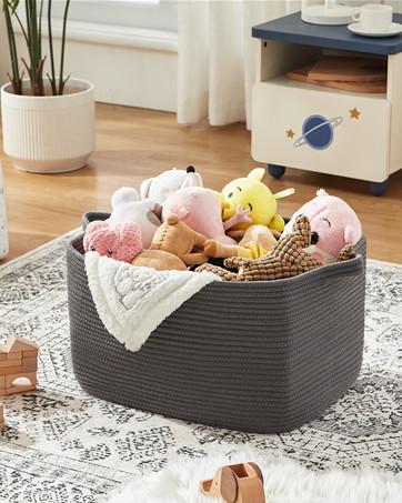 95L Extra Large Blanket Basket, 24" x 16.9" x 14.2" Woven Storage Basket for Living Room, Rectangle Nursery Blanket Storage for Toys, Towels, Dirty Clothes (Black)