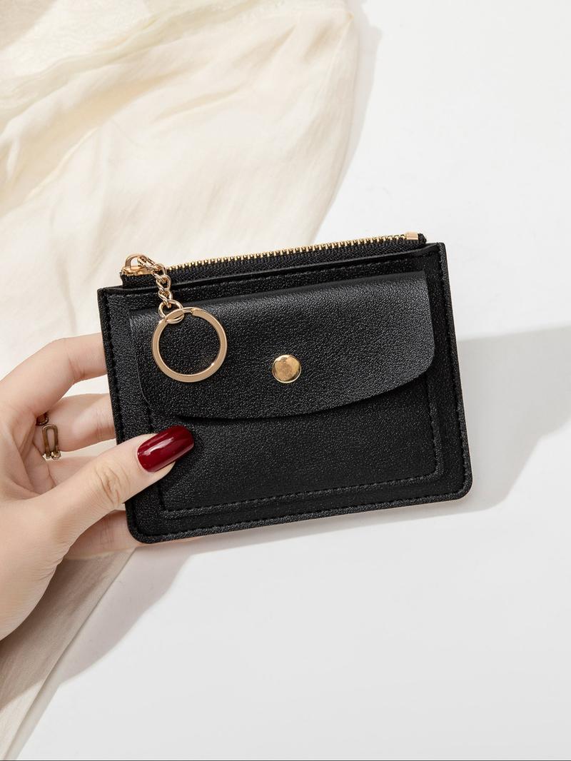 Women's Minimalist Casual Plain Color Zipper Short Wallet, Fashionable Card Holder, Casual Trendy Versatile High-quality Daily Wallet, Minimalist Wallets