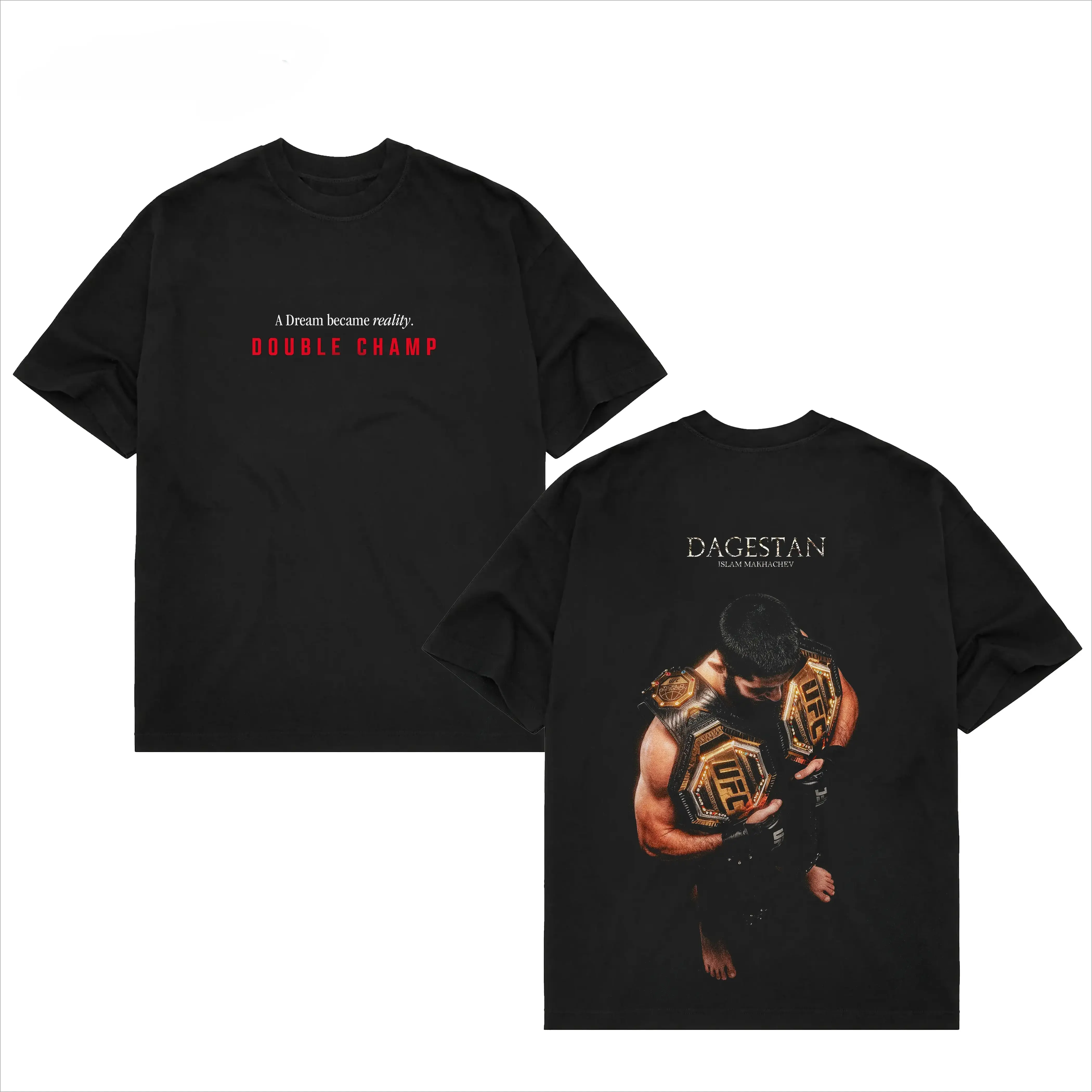 Islam Makhachev Double Champ Tee, UFC 322 Shirt, UFC MMA Fan Custom Graphic Design, Gym Wear, Gift for Fighters, Sports Apparel