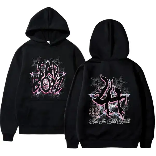 [ graphic hoodies] SAD Boyz White Hoodie, Sweatshirt, T-Shirt, Singer Rapper Unisex Oversize Streetwear Tee, Hip Hop Concert Outfit, Rap Music Tour Merch