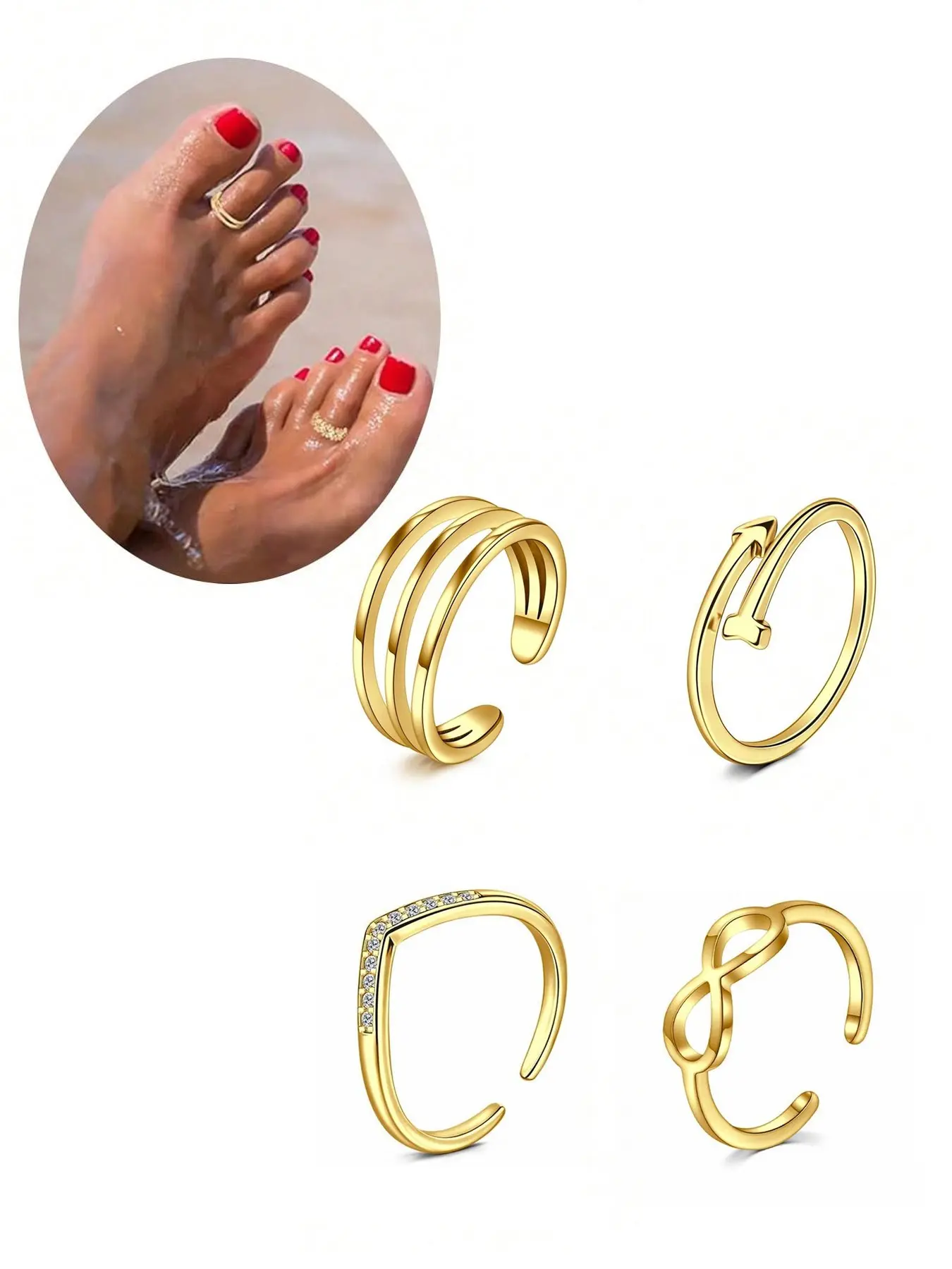 Adjustable Toe Ring, Band Toe Ring, Fashionable Toe Ring for Women & Girls, Casual Jewelry for Party, Daily Clothing Decor, Trendy All-match & Exquisite Jewelry for Birthday Gift, Fashion Body Jewelry