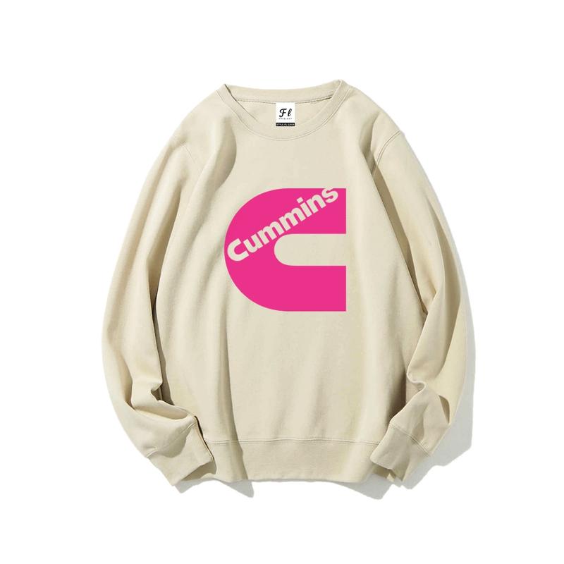 Stylish Cummins Pink Logo Sweatshirt – Fashionable unisex sweatshirt, suitable for both men and women, crew neck top, streetwear style.
