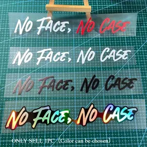 1PC Niche Holographic Meme Aesthetic Sticker, Hologram Stickers, for motorcycle accessories/street decor gadgets Holographic gradient No Face, No Case logo texture design, fits rebellious street meme-style lovers' taste