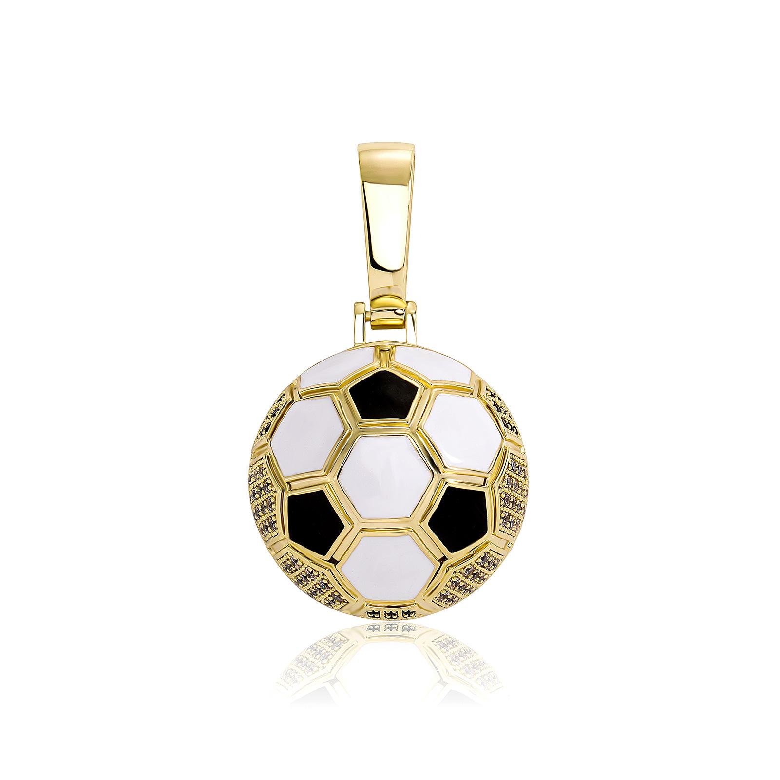 World Cup Football Pendant Hip-Hop Sports Style Micro-Inlaid Zircon Necklace Fan Necklace