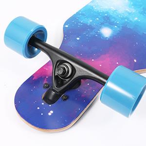 Longboard Skateboard, 41 Inch Drop Through Longboard Complete 9-Ply Nature Maple Premium Cruiser Long Board for Adults, Teens and Kids - High-Speed Bearings & T-Tool